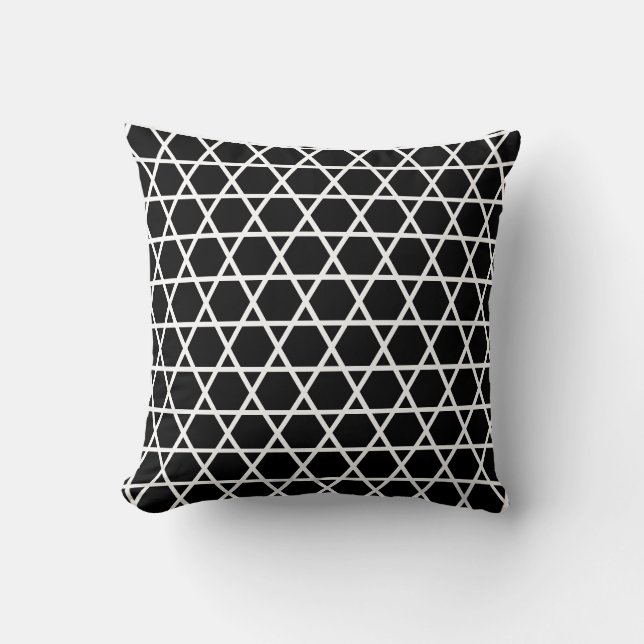 Elegant black and white geometric pattern throw pillow (Front)