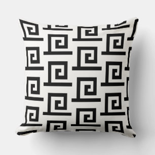 Elegant Black and White Geometric Pattern Throw Pillow
