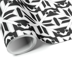 Elegant Black and White Geometric Pattern Wrapping Paper