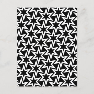 Elegant Black and White Geometric Star Pattern Postcard