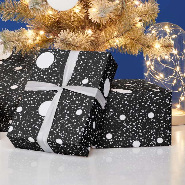 Elegant Black and White Gift Wrapping Paper Roll (Holidays)