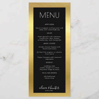 Elegant Black and White Gold Dinner Menu