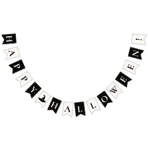 Elegant Black and White gold polka dot Halloween Bunting Flags