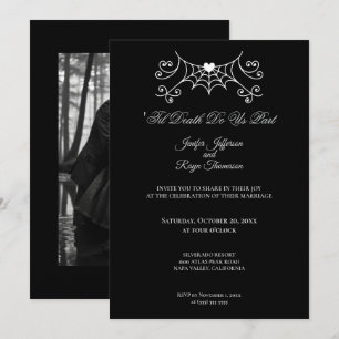Elegant black and white Gothic wedding Invitation