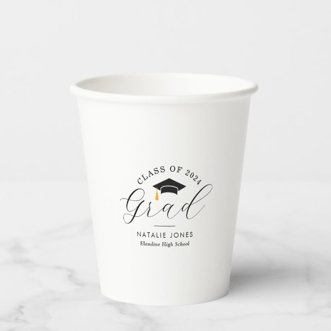 elegant black and white graduation paper cups (Front)