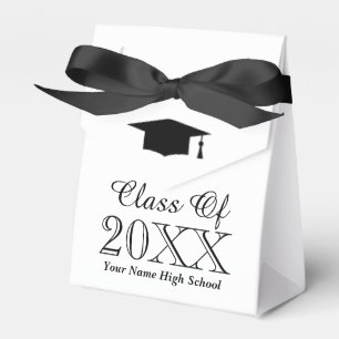 Elegant black and white graduation party favor box