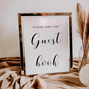 Elegant black and white Guestbook wedding sign