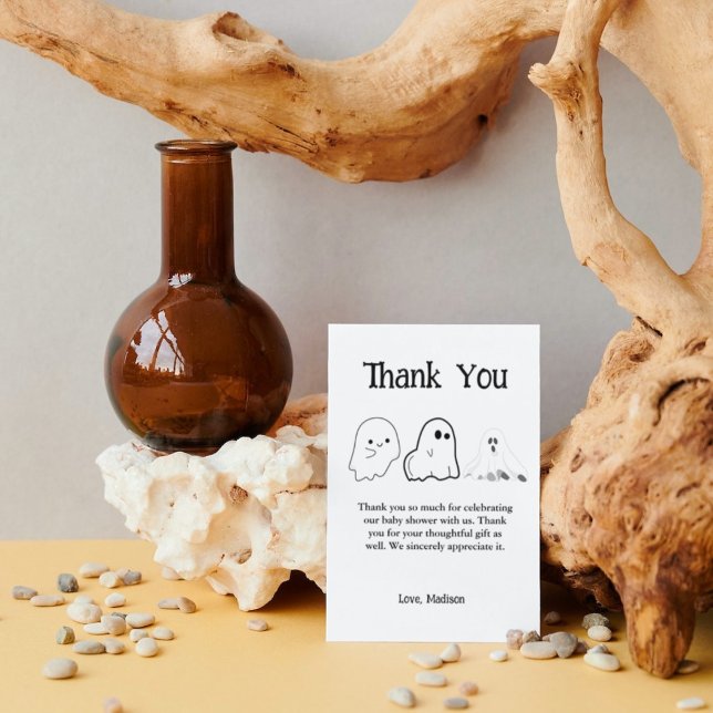 Elegant Black and white Halloween baby shower  Thank You Card (Creator Uploaded)