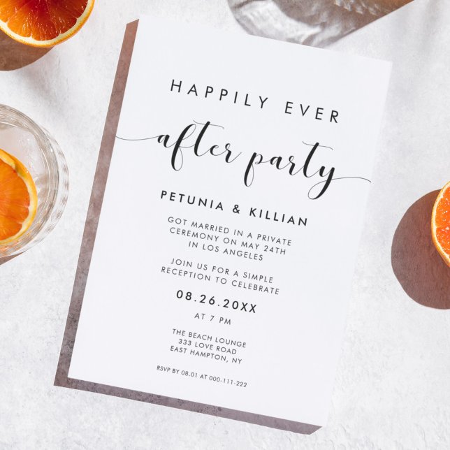 Elegant Black and White Happily ever after party Invitation (Creator Uploaded)