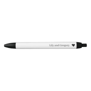 Elegant Black and White Heart Stylish Ink Pen