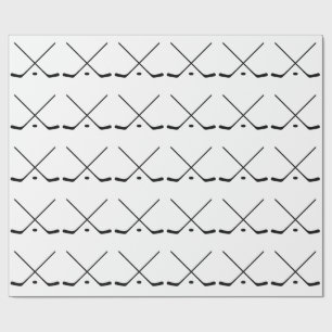 Elegant black and white Hockey Sticks and Puck Wrapping Paper