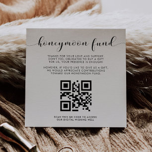 Elegant black and white Honeymoon fund QR code Enclosure Card