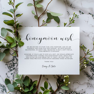 Elegant black and white Honeymoon wish Enclosure Card