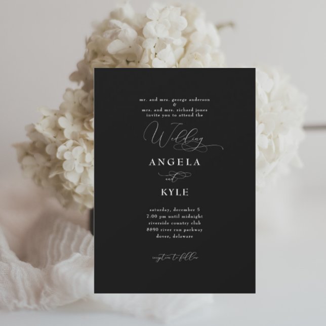 Elegant Black and White II Wedding Invitation (Creator Uploaded)