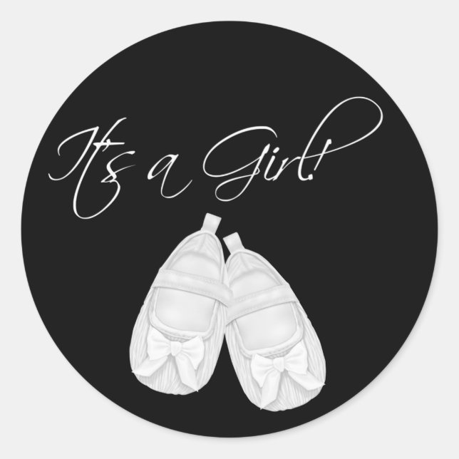 Elegant Black and White Its a Girl Stickers (Front)