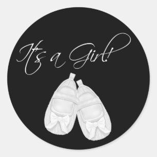 Elegant Black and White Its a Girl Stickers