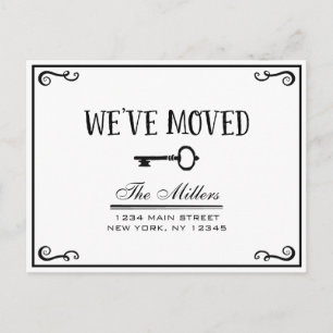 Elegant Black and White Key Moving Announcement