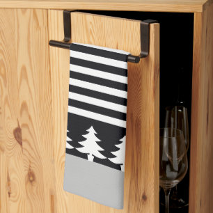 Elegant black and white kitchen towel