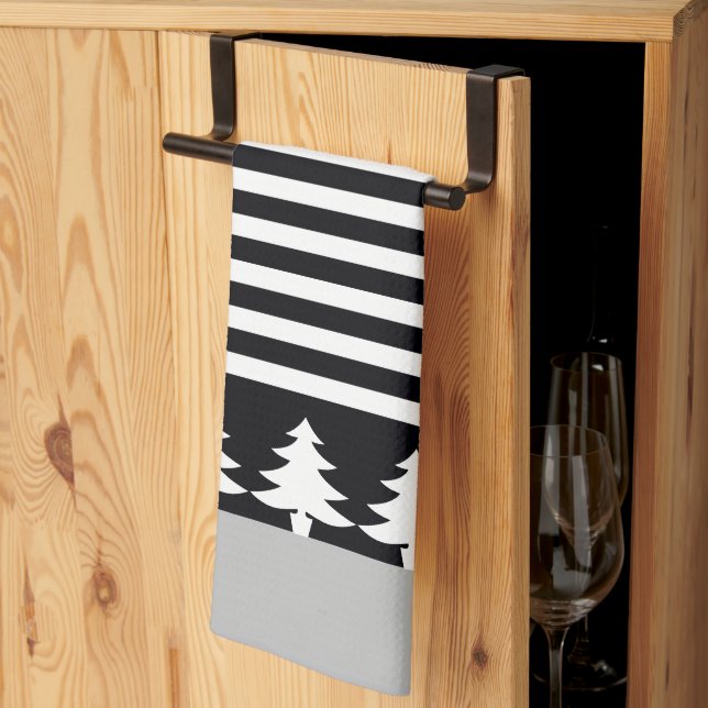 Elegant black and white kitchen towel (Thirds Fold)