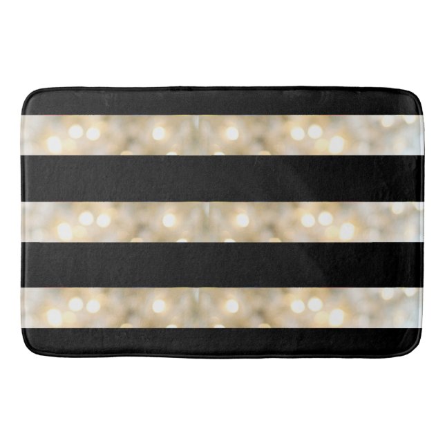 Elegant Black And White Lights Stripes Chic Modern Bath Mat (Front)