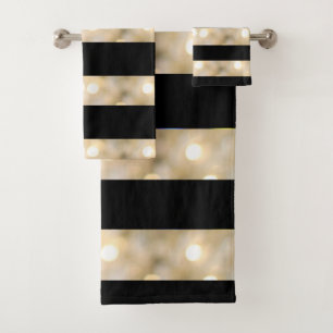 Elegant Black And White Lights Stripes Chic Modern Bath Towel Set