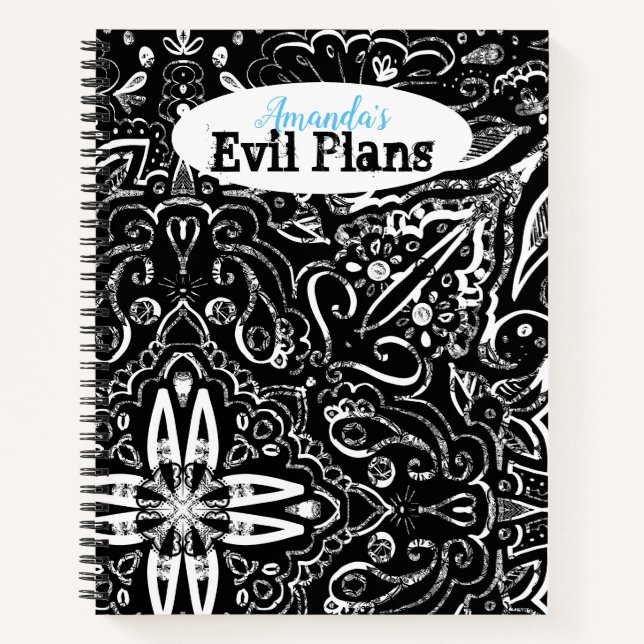 Elegant black and white mandala design throw pillo notebook (Front)