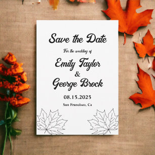 Elegant Black And White Maple Rustic Fall Wedding Save The Date