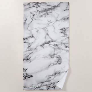 Elegant Black And White Marble Pattern Beach Towel