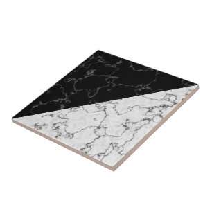 Elegant Black and White Marble Triangles Tile
