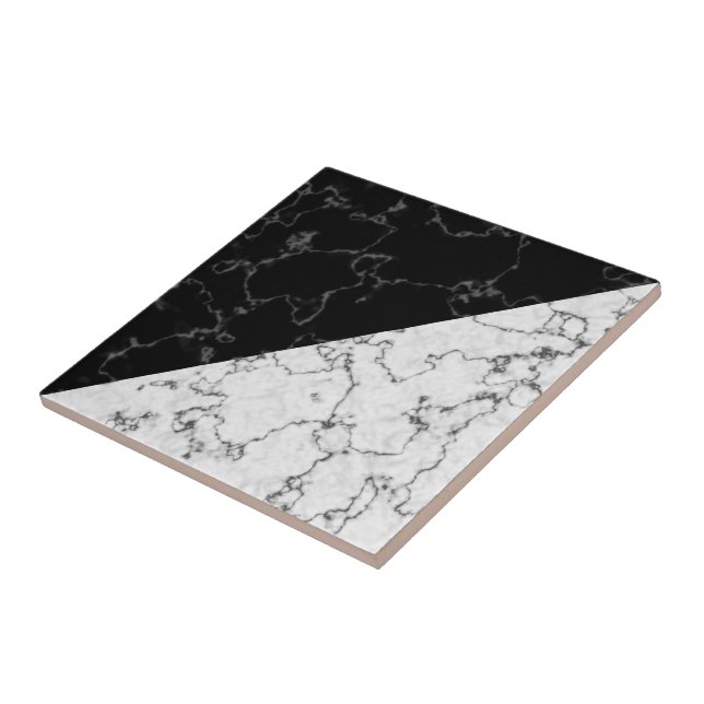 Elegant Black and White Marble Triangles Tile (Side)