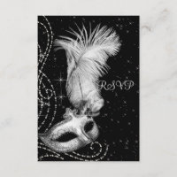 Elegant Black and White Masquerade Party RSVP