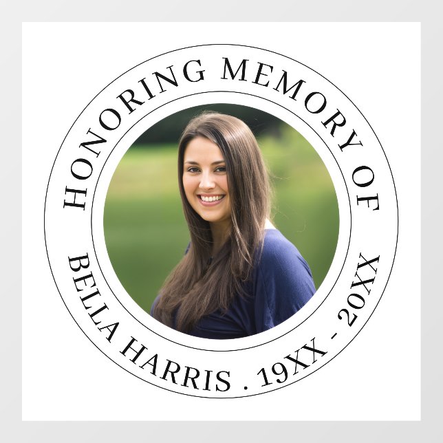 Elegant Black and White Memorial Design Window Cling (Sheet)