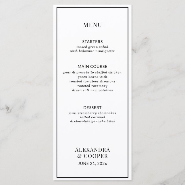 Elegant Black and White Menu (Front)