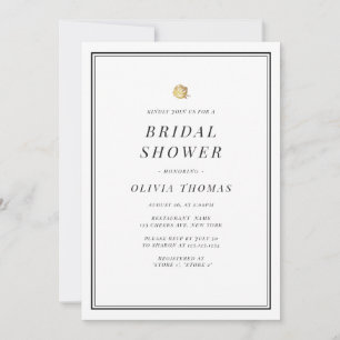 Elegant black and white minimalist bridal shower invitation