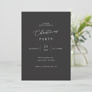 Elegant Black and White Minimalist Christmas Party Invitation