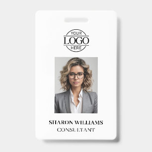 Elegant Black and White Minimalist Employee Photo Badge