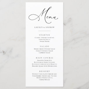 Elegant Black and White Minimalist Flat Menu