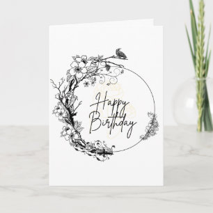 Elegant Black and White   Minimalist Floral  Card