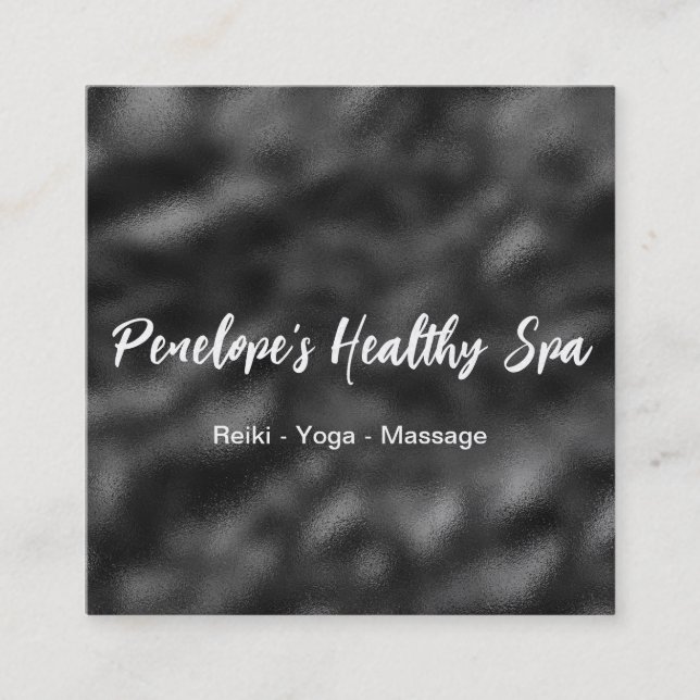 Elegant Black and White Minimalist Square Business Card (Front)