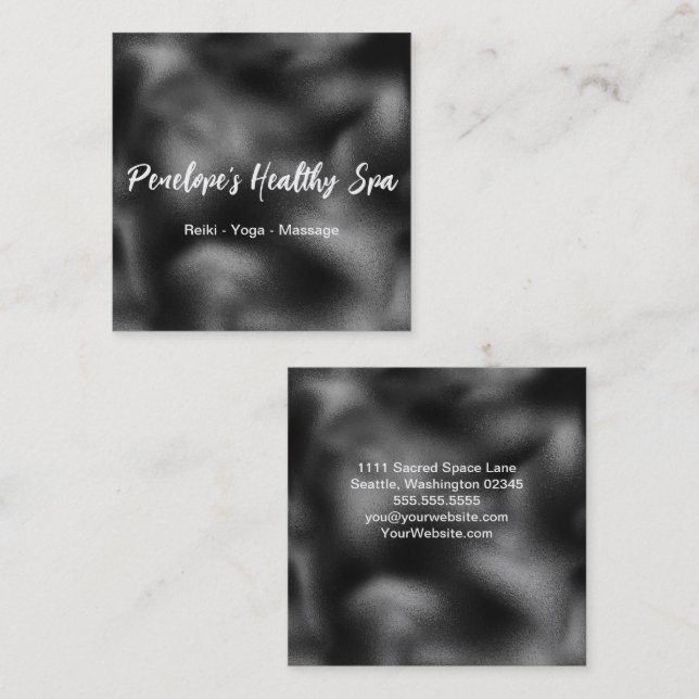 Elegant Black and White Minimalist Square Business Card (Front/Back)