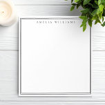 Elegant Black and White Minimalist Two Border Notepad<br><div class="desc">Create your own personalized notepads with black elegant chic typography monogram name and two border line design on white colour.</div>