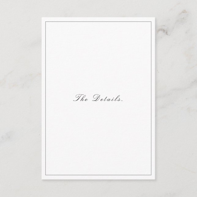 Elegant Black and White Minimalist Wedding Enclosure Card (Front)