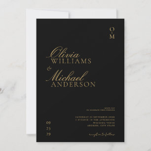 Elegant Black and White Minimalist Wedding Invitation