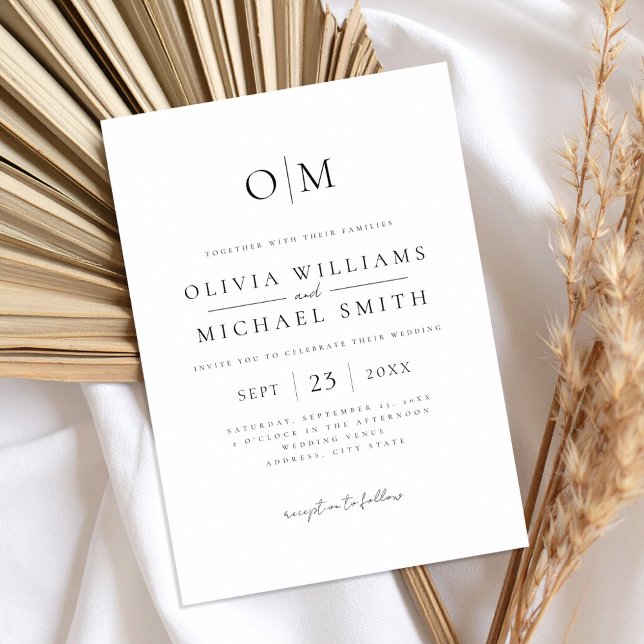 Elegant Black and White Minimalist Wedding Invitation (Creator Uploaded)