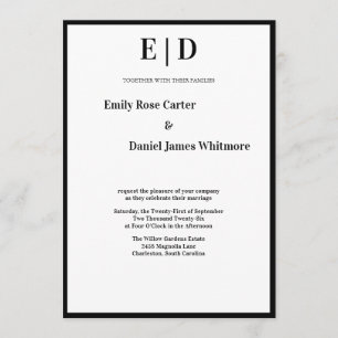 Elegant Black and White Minimalist Wedding  Invitation