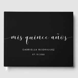 Elegant black and white Mis quince años birthday Guest Book