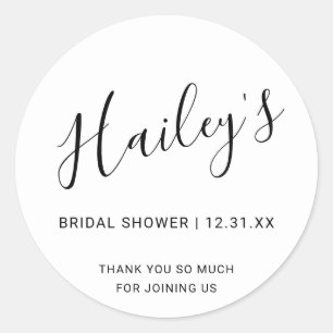 Elegant Black and White Modern Bridal Shower Classic Round Sticker