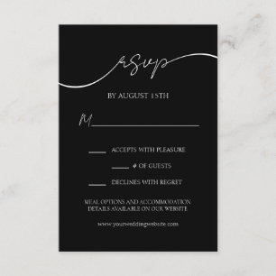 Elegant Black and White Modern Script Wedding RSVP Enclosure Card