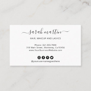 Elegant Black and White Modern Social Media Icons Business Card