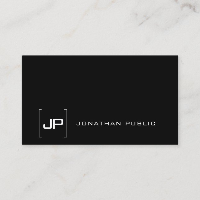 Elegant Black And White Modern Template Monogram Business Card (Front)
